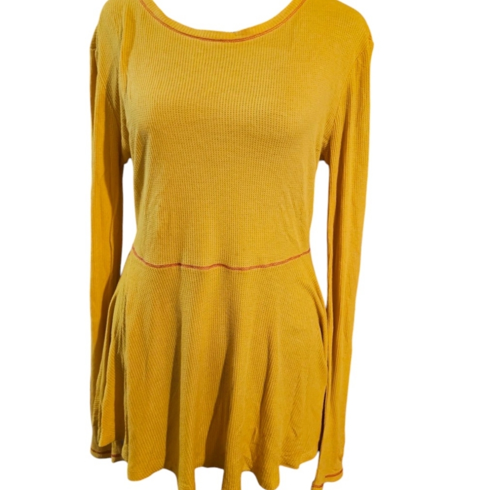 Sapphire O Thermal Knit Waffle Weave Knit Top Size Small
